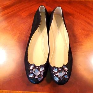 Adrienne Vittadini Black Jeweled Flat